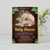Mammie Baby Lion Cub Oerwoud Baby shower Gold Folie Uitnodiging (Staand Voorkant)