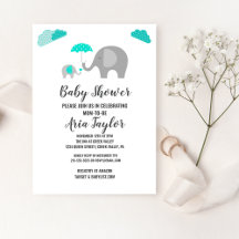 Mammie Baby olifant met Baby shower van wolken