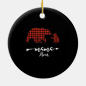 mammie Beer 1 Cub red plaid mamma kerstpajama Keramisch Ornament (Achterkant)