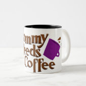 mammie-behoeften-koffie-logo tweekleurige koffiemok (Voorkant rechts)