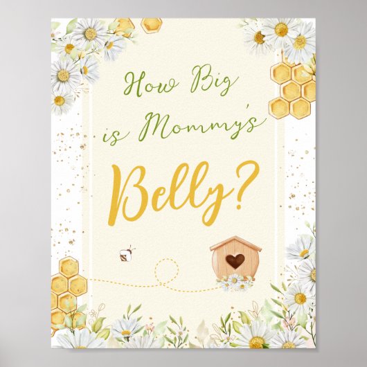 Mammie Belly Guessing Game Bumblebee Baby shower Poster (Voorkant)