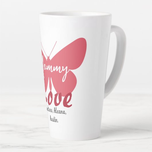 Mammie Butterfly mam Names Personalized Customized Latte Mok (Rechterhoek)