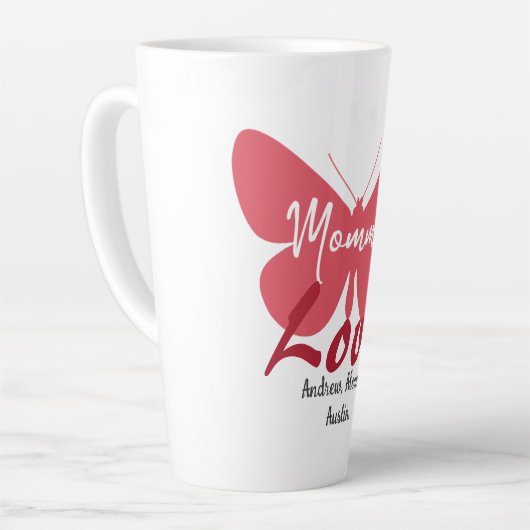 Mammie Butterfly mam Names Personalized Customized Latte Mok (Linkerhoek)