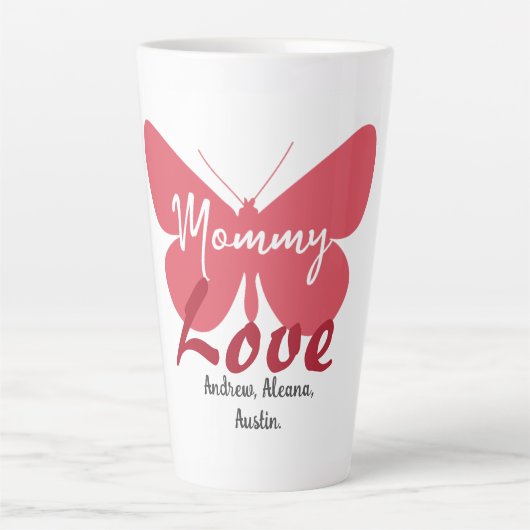 Mammie Butterfly mam Names Personalized Customized Latte Mok (Voorkant)
