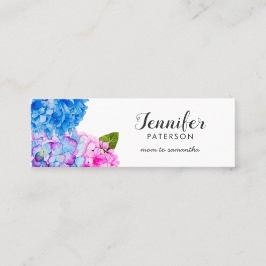 Mammie Calling Card | Waterverf Floral Hydrangea Mini Visitekaartje (Voorkant)