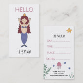 *~* Mammie Card - HALLO Play Date Card Mermaid Visitekaartje (Voorkant / Achterkant)