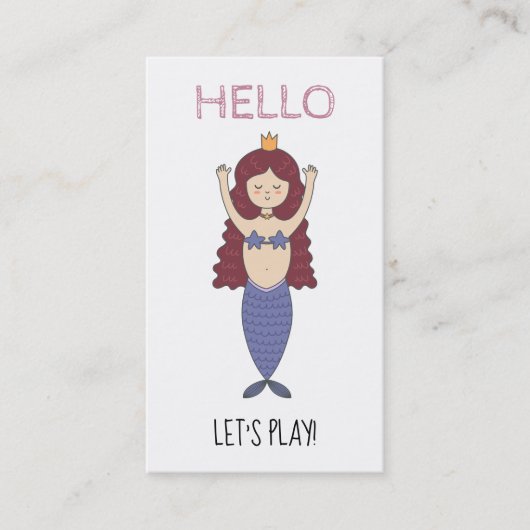 *~* Mammie Card - HALLO Play Date Card Mermaid Visitekaartje (Voorkant)