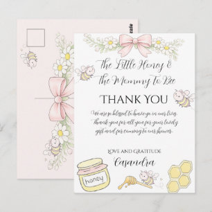 Mammie dankt je voor Roze Strik Baby Shower Bee Briefkaart