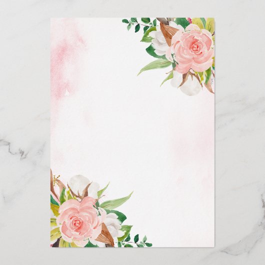 Mammie en Baby Floral Deer Baby shower Gold Folie Uitnodiging (Achterkant)