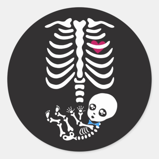 Mammie en Baby Halloween Skeleton Sticker (jongen) (Voorkant)