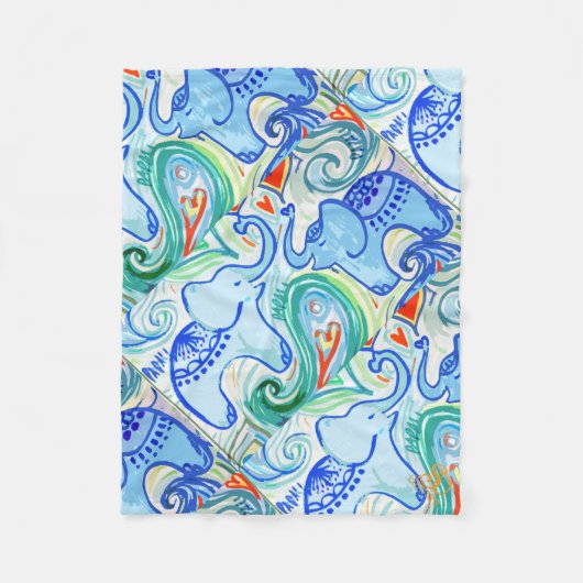 Mammie en Baby Indische olifant Blanket Fleece Deken (Voorkant)