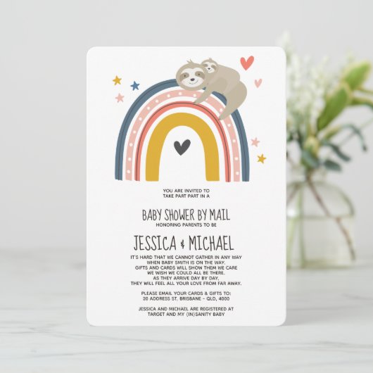 Mammie en Baby Slote Regenboog | Baby shower per p Kaart (Staand voorkant)