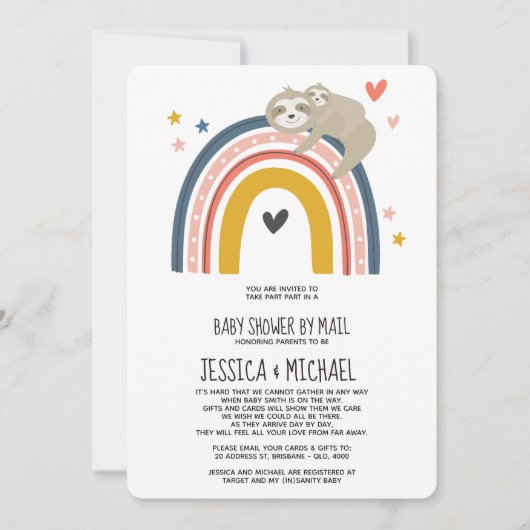 Mammie en Baby Slote Regenboog | Baby shower per p Kaart (Voorkant)