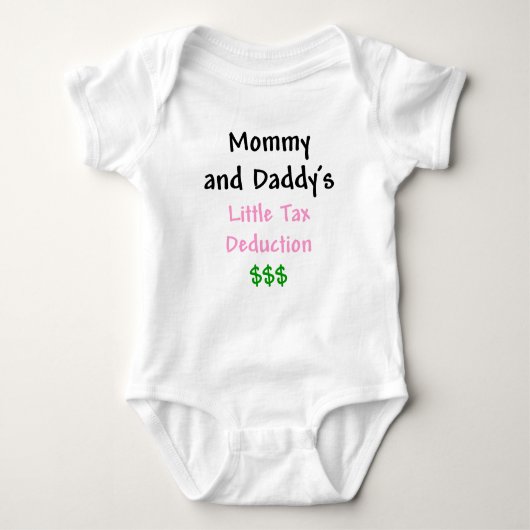 Mammie en dadys Little Tax Deduction Roze Romper (Voorkant)