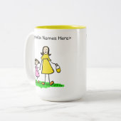 Mammie en ik Brunette Little Girl Custom Gift Mok (Voorkant links)