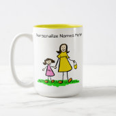 Mammie en ik Brunette Little Girl Custom Gift Mok (Links)