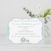 Mammie en ik Elephant Chevron Baby shower Uitnodig Kaart (Staand voorkant)