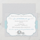 Mammie en ik Elephant Chevron Baby shower Uitnodig Kaart (Voorkant / Achterkant)