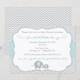 Mammie en ik Elephant Chevron Baby shower Uitnodig Kaart