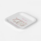 Mammie en ik Elephant Pastel Girl Baby shower Papieren Bordje (Gebogen)