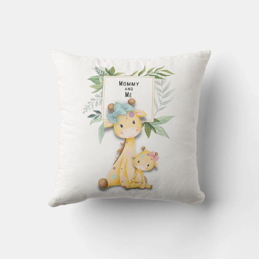 Mammie en ik Giraffen Square Kussen (Achterkant)