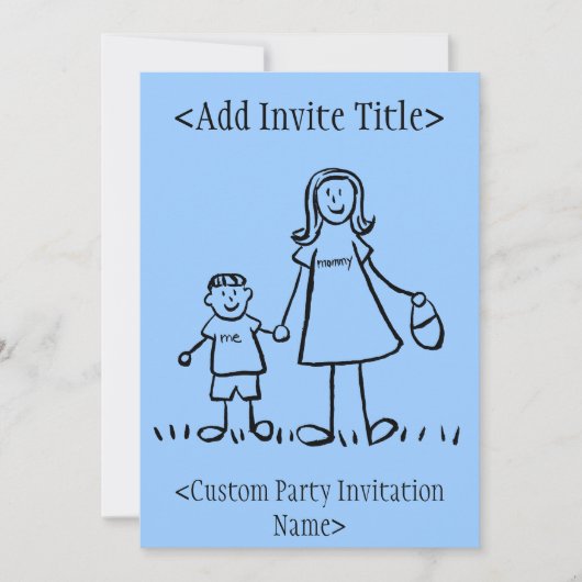 "Mammie en ik" Jongen Uitnodiging of nodigt (Voorkant)