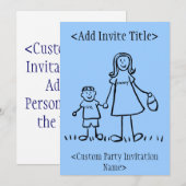 "Mammie en ik" Jongen Uitnodiging of nodigt (Voorkant / Achterkant)