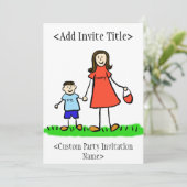 "Mammie en ik" Jongen Uitnodiging of Uitnodiging ( (Staand voorkant)