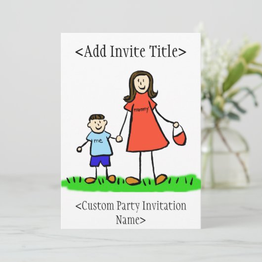 "Mammie en ik" Jongen Uitnodiging of Uitnodiging ( (Staand voorkant)