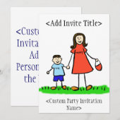 "Mammie en ik" Jongen Uitnodiging of Uitnodiging ( (Voorkant / Achterkant)