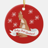 Mammie en ik Kangaroo met sneeuwvlokken Keramisch Ornament (Voorkant)