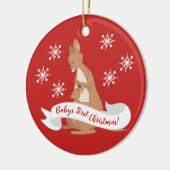 Mammie en ik Kangaroo met sneeuwvlokken Keramisch Ornament (Links)