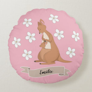 Mammie en ik Kangaroo met strepen Rond Kussen