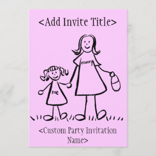 "Mammie en ik" Uitnodiging voor kleine meisjes of 