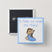 Mammie en pappa's aap - Blauwe T-shirts en cadeaut Vierkante Button 5,1 Cm (Voorkant /achterkant)