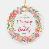 Mammie en pappie 1 Kerstmis gepersonaliseerd Keramisch Ornament (Voorkant)