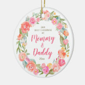 Mammie en pappie 1 Kerstmis gepersonaliseerd Keramisch Ornament (Links)