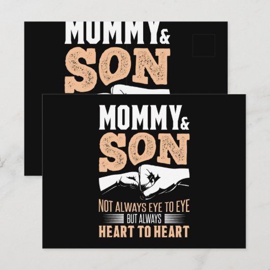 mammie-en-zoon-hart-tot-hart briefkaart (Voorkant / Achterkant)