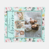 Mammie Gepersonaliseerd bloemenpatroon Fotocollage Fleece Deken (Voorkant (Horizontaal))