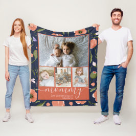 Mammie Gepersonaliseerd bloemenpatroon Fotocollage Fleece Deken