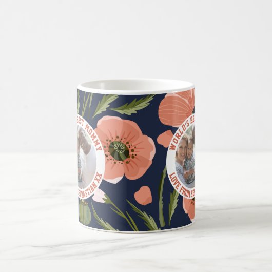 Mammie Gepersonaliseerd fotosjabloon bloem Koffiemok (Center)