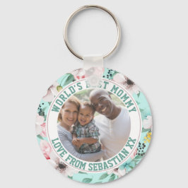 Mammie Gepersonaliseerd fotosjabloon bloem Sleutelhanger