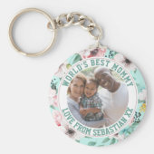 Mammie Gepersonaliseerd fotosjabloon bloem Sleutelhanger (Voorkant)