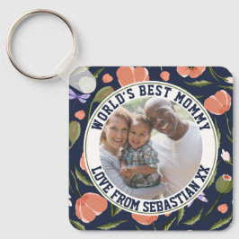 Mammie Gepersonaliseerd fotosjabloon bloem Sleutelhanger