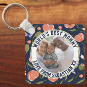 Mammie Gepersonaliseerd fotosjabloon bloem Sleutelhanger (Voorkant)