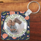Mammie Gepersonaliseerd fotosjabloon bloem Sleutelhanger (Achterkant)