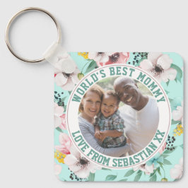 Mammie Gepersonaliseerd fotosjabloon bloem Sleutelhanger