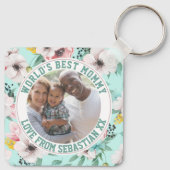 Mammie Gepersonaliseerd fotosjabloon bloem Sleutelhanger (Achterkant)