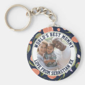 Mammie Gepersonaliseerd fotosjabloon bloem Sleutelhanger (Voorkant)