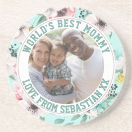 Mammie Gepersonaliseerd fotosjabloon bloem Zandsteen Onderzetter